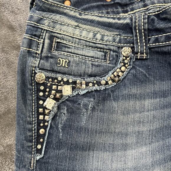 Miss Me Jeans Womens 28 Blue JP5755S Skinny Embellished Sequins Pockets Denim - Picture 3 of 13